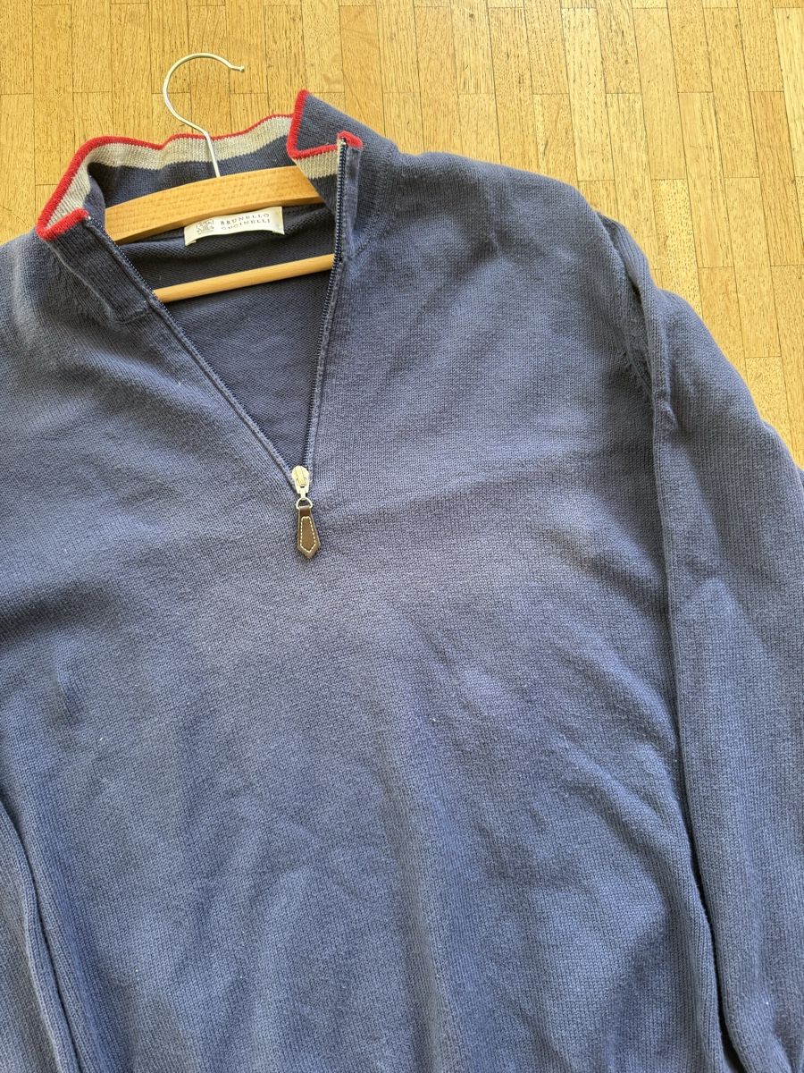 Brunello Cucinelli Maglioni & Felpe: Brunello Cucinelli Navy Quarter Zip – Usato da Genève venduto da SG_73 1