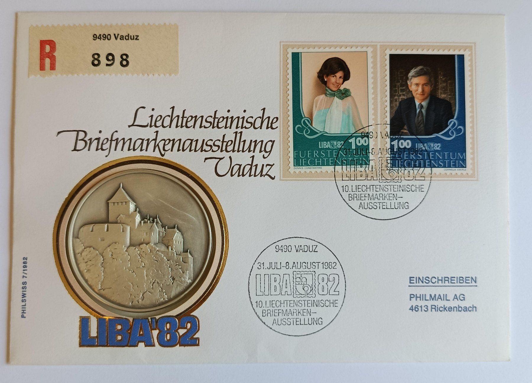 Medaglie: Numisbrief LIBA 1982 Liechtenstein ab 1 Fr. ! – Usato da Luzern venduto da Vreneli_1