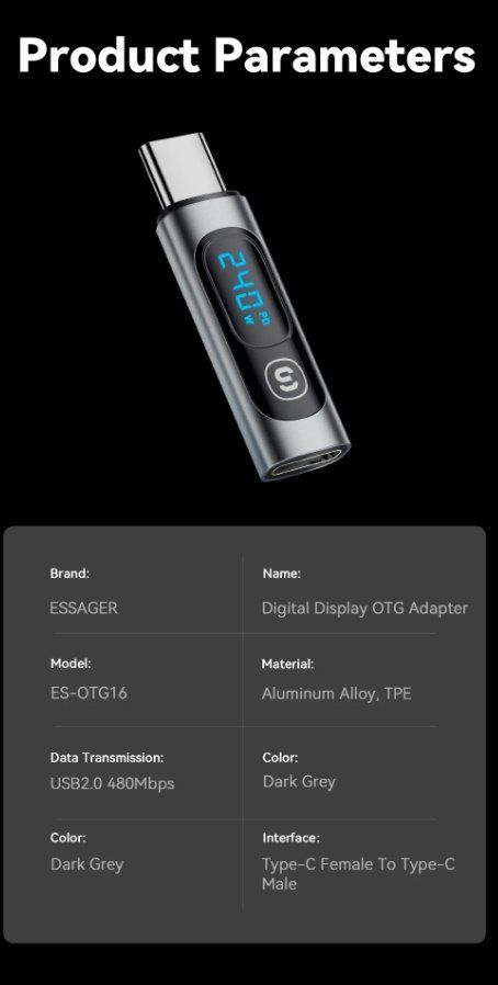Unità & Adattatore: 240W 100W USB C zu USB C 3.0 OTG Adapter USB Typ-C – Nuovo e nell'imballaggio originale da Romanshorn venduto da pfimex 7