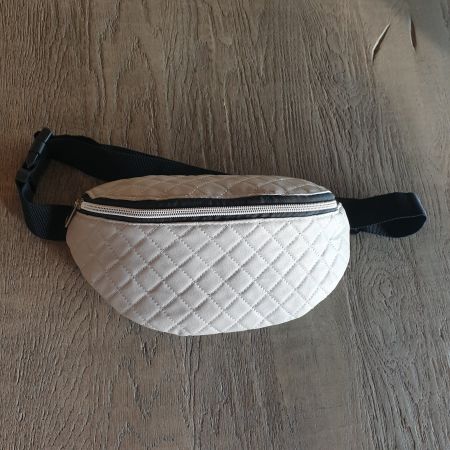 🐸 BAUCHTASCHE HELLGRAUES GESTEPPTES KUNSTLEDER