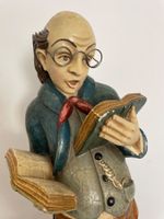 🔥 Bücherwurm Holzfigur geschnitzt, Skulptur 45 cm