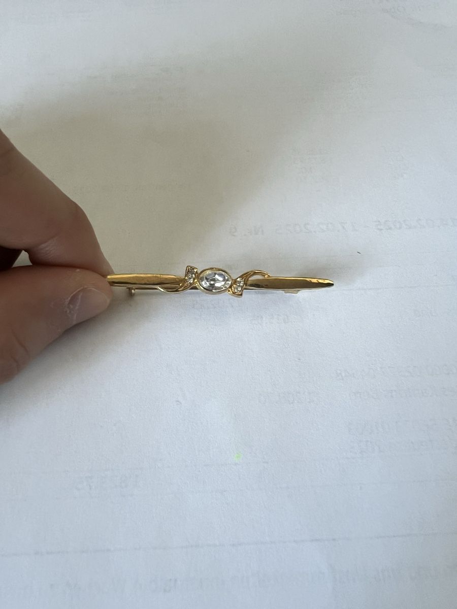 Spille & Fermagli: Elegante Brosche Goldfarben mit Strasssteinen – Usato da Roggwil BE venduto da adler78 1
