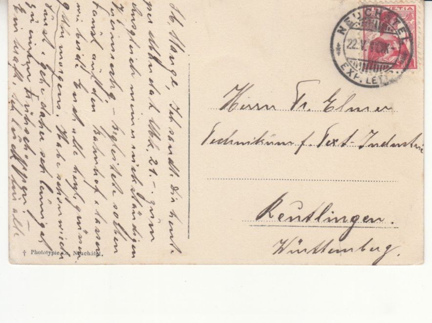 Cartoline postali: Neuchâtel 1910 – Usato da Bürglen TG venduto da StampGraf 1