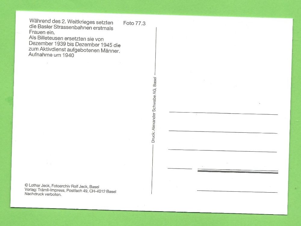 Cartes postales: Basel Tram Billetteuse – D'occasion à Zürich par t24_de 1