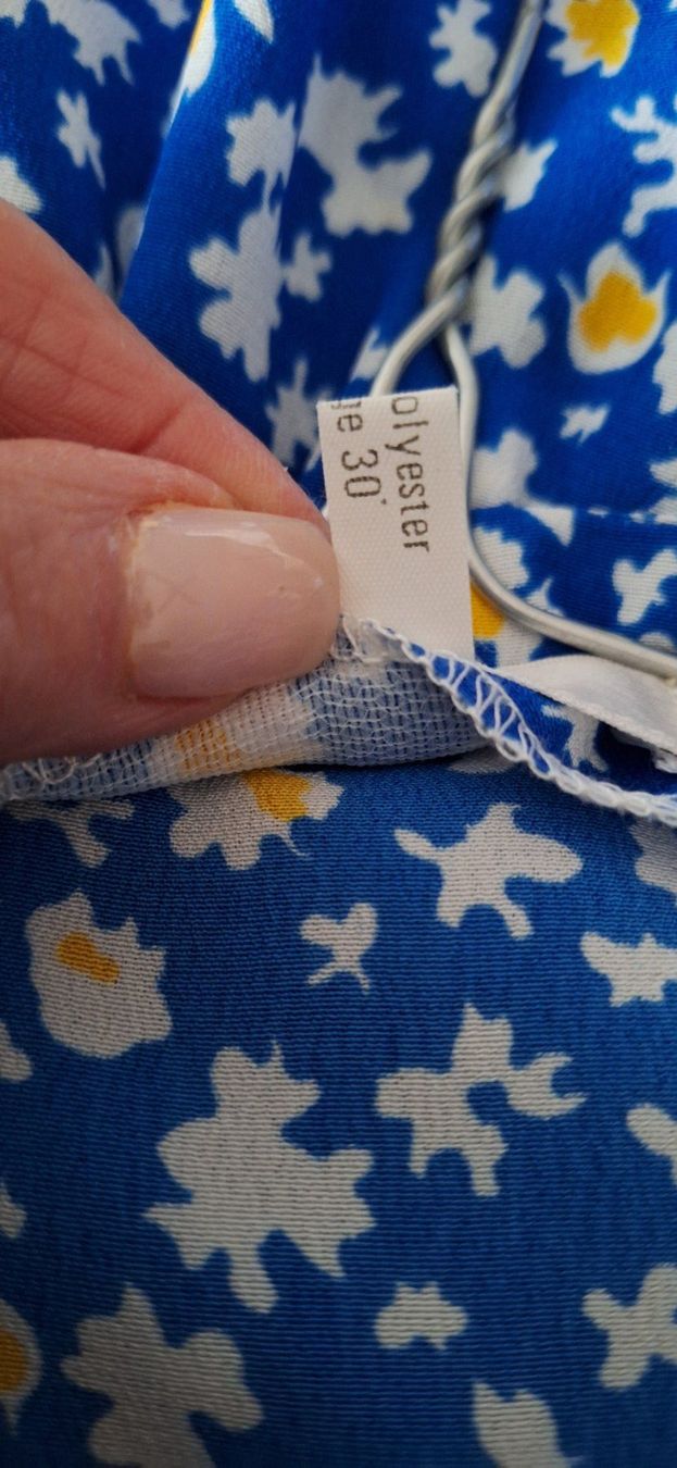 Camicette: Chemisier fleuri bleu Vintage 38 – Usato da St-Triphon venduto da Jldr0 3