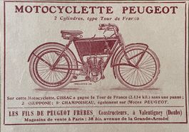 Peugeot Motocyclette- Alte Werbung / Ancienne publicité 1906