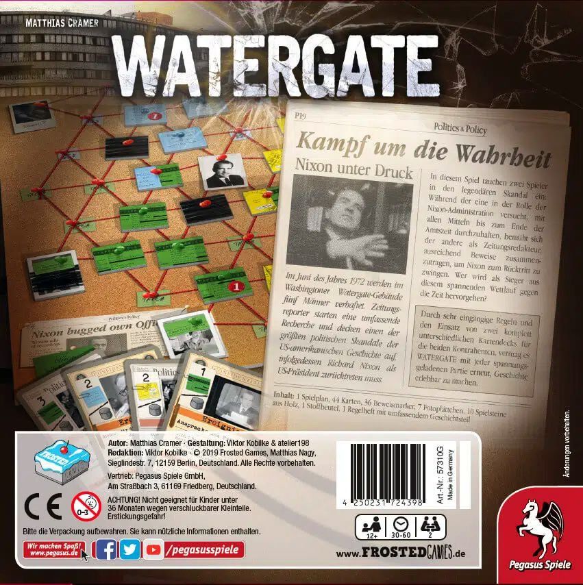 Pegasus Spiele Giochi: Watergate (D) – Nuovo e nell'imballaggio originale da Winterthur venduto da Oellampe 1