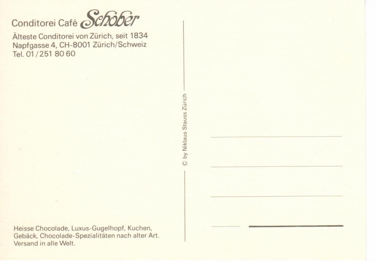 Ansichtskarten: Conditorei Café Schober Zürich – Gebraucht aus Wolhusen von Curver9 1