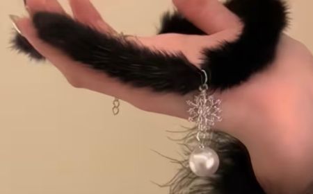 Fellcollier mit Schneeflocke Schwarz Neu