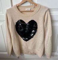 Wool-blend sequin pailletten heart sweater pullover