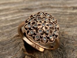 Ring filigran Silber Rotgold vergoldet - Grösse verstellbar