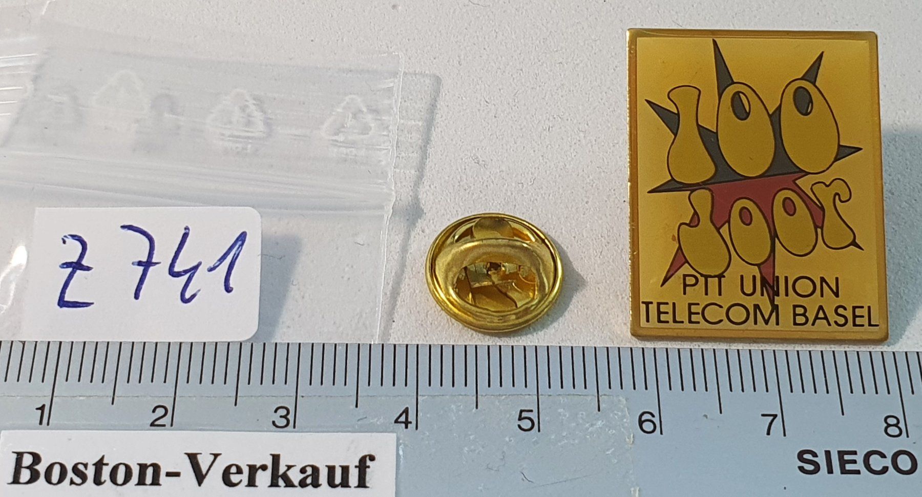 Plaketten & Abzeichen: Z741 - Pin PTT Union Telecom BASEL  100 Joor – Gebraucht aus Reinach BL von Boston-Verkauf 1