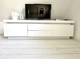 TV-Lowboard / Sideboard Hochglanz Weiss mit LED