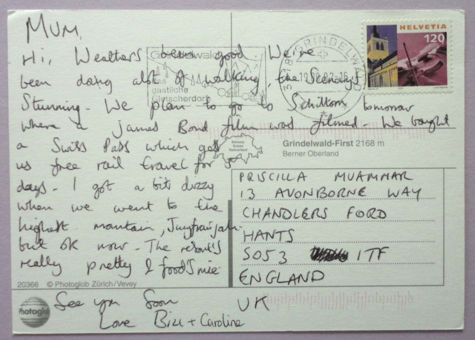 Cartoline postali: Grindelwald-First 2168 m, B.O. – Usato da Fétigny venduto da Billy2miny 1