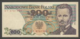 POLEN - POLAND - 200 ZLOTYCH 01.06.1986 - P 144C - SERIE DT