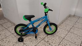 Kinderfahrrad Verve 12 Zoll blau grün mit Stützrädern