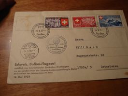 Toller Ballonpostbrief 1939, Landi 1939, gelaufen