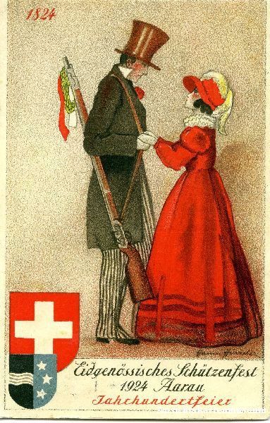 Cartoline postali: Aarau -Eidgenössisches Schützenfest 1924 – Usato da Emmenbrücke venduto da teestube