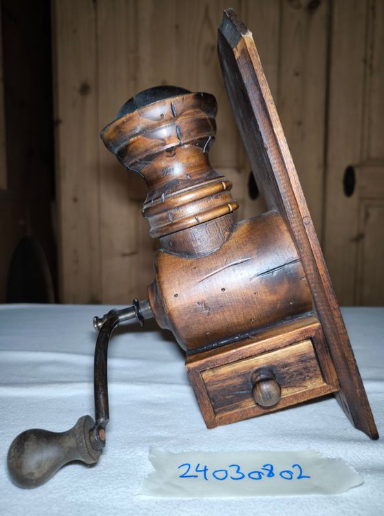 Antike Wand-Kaffeemühle Holz Rustikal Deko Brocante Mühle (Gebraucht