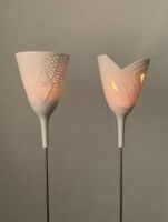 2 Kerzenständer: Lichtobjekt Couple 1, Porzellan/Chromstahl