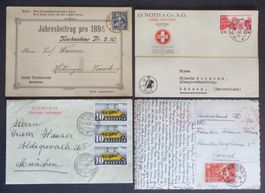 SUISSE: 4 envois postaux des années 1898 à 1941
