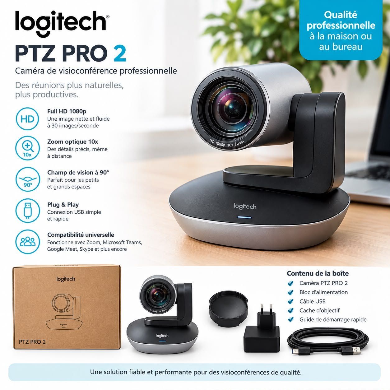 Caméscopes: Caméra Logitech PTZ Pro 2 – Neuf avec emballage d'origine à Port par agrosso89