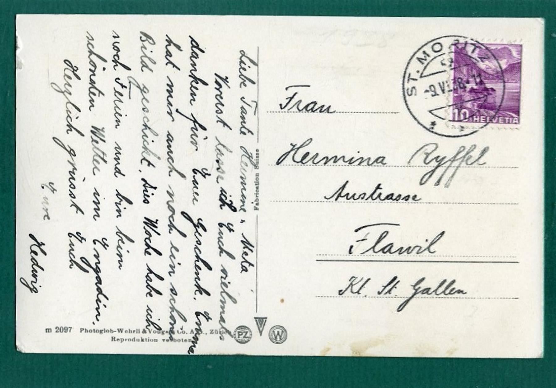 Cartoline postali: St. Moritz-Dorf und Bad, 1938, gelaufen – Usato da Sargans venduto da Hausi1951 1
