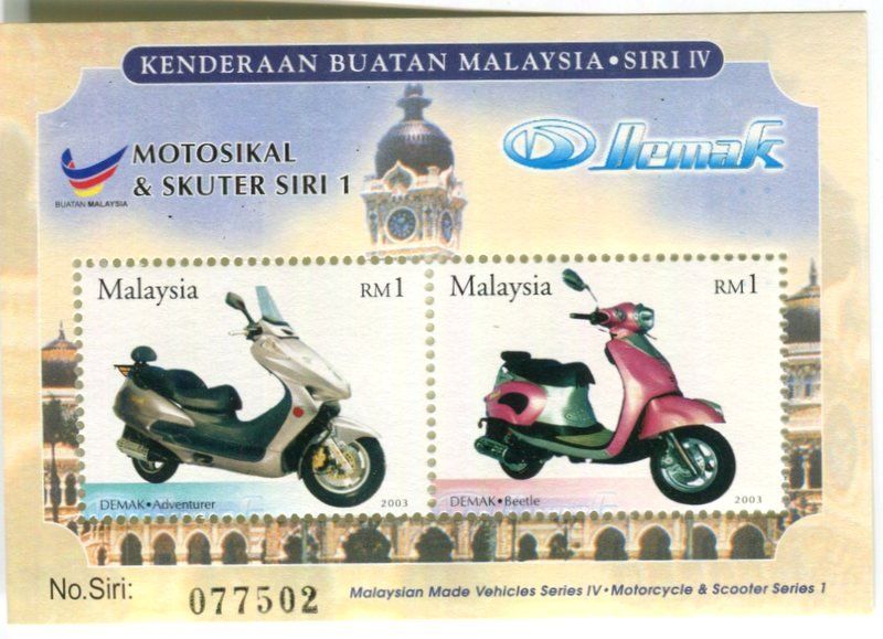 Tutti i francobolli: Block "Scooter und Motorräder". Malaysia – Nuovo e nell'imballaggio originale da Basel venduto da Butsch5