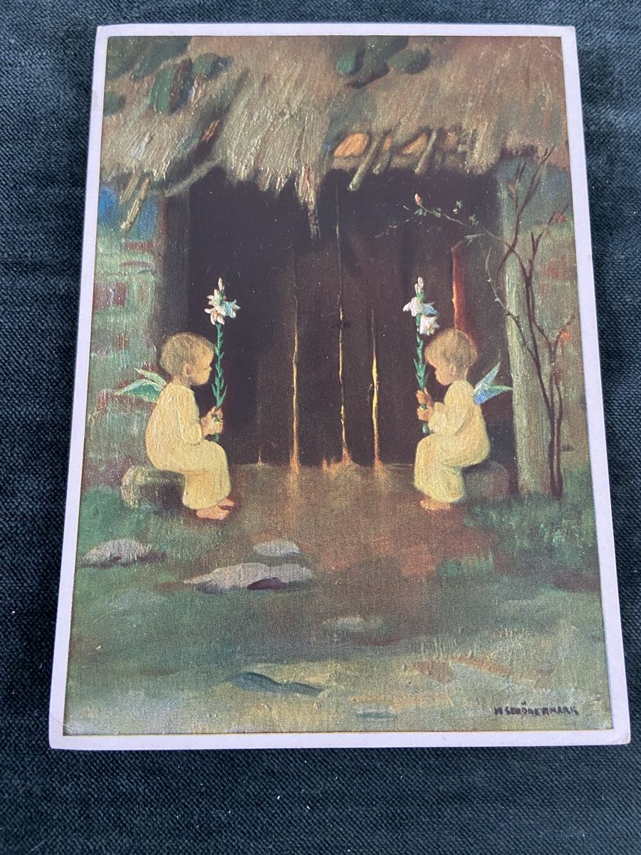Cartoline postali: Alte Ansichtskarte Engel mit Lilien  – Usato da Luzern venduto da waterfront1