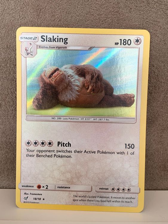 Slaking 18/18 HOLO RARE Detective Pikachu SM SHINY Pokemon Card