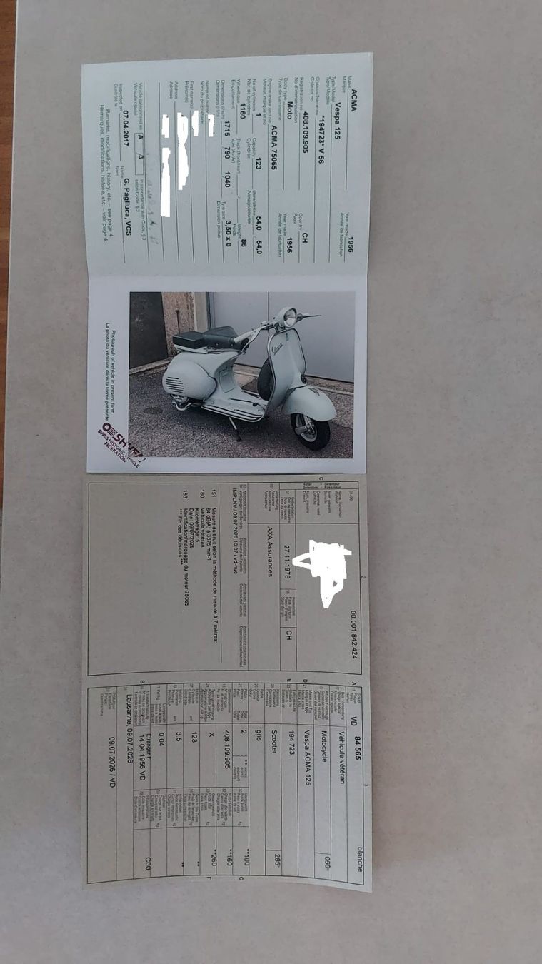 Piaggio Scooter: Vend vespa Acma 1956 – Usato da Crans prés Céligny venduto da Tony09 2