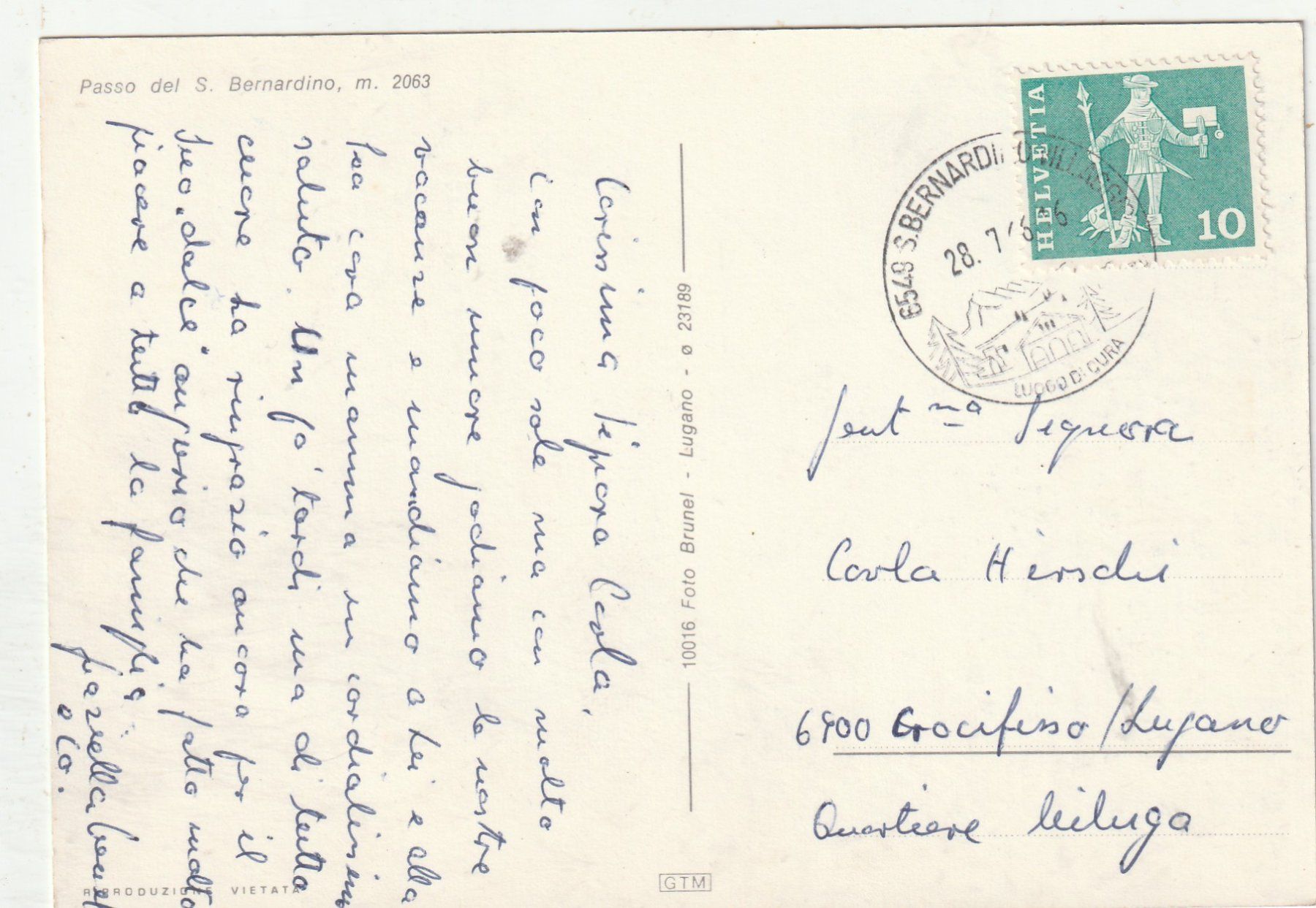 Cartoline postali: San Bernardino Pass – Usato da Lumbrein venduto da made02 1