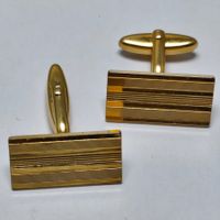Manschettenknöpfe Goldfarben Rechteckig Gestreift #C8