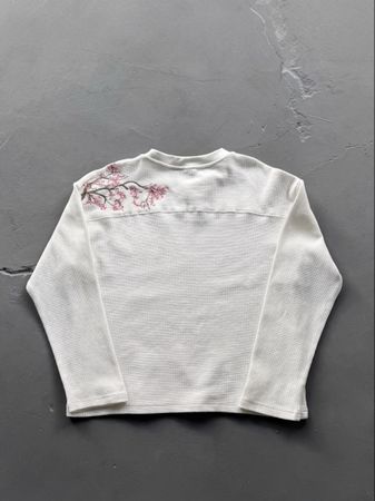 Langarmshirt weiss mit Sakurabaum Grösse M