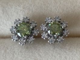 Luxus Ohrstecker Ohrschmuck Zirkonia Farbe : Silber Grün