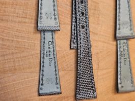 Lot 4x bracelets montre Dior cuir lézard gris, 14 mm