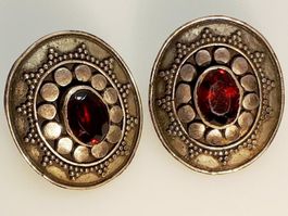 Antiker Ohrstecker Jg. 1910 Roter Granat 925 Silber