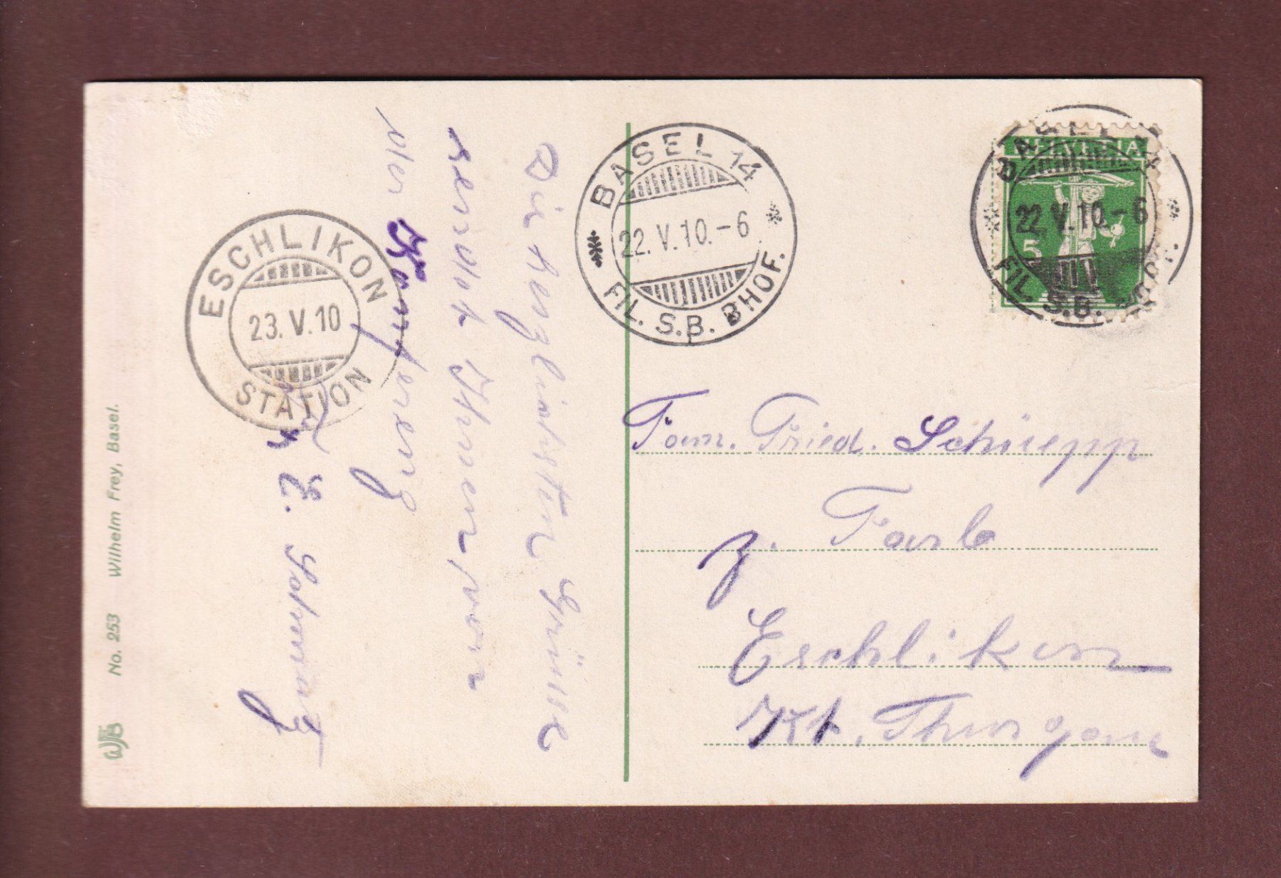 Cartoline postali: BASEL - Bundesbahnhof - 1910 – Usato da Pully venduto da nicecards-shop 1