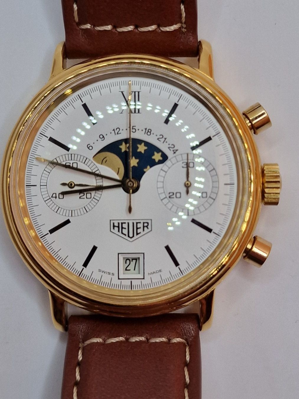 Tag Heuer Uhren: Heuer Chronograph Mondphase - Handaufzug – Gebraucht aus Wildberg von Reunionevents