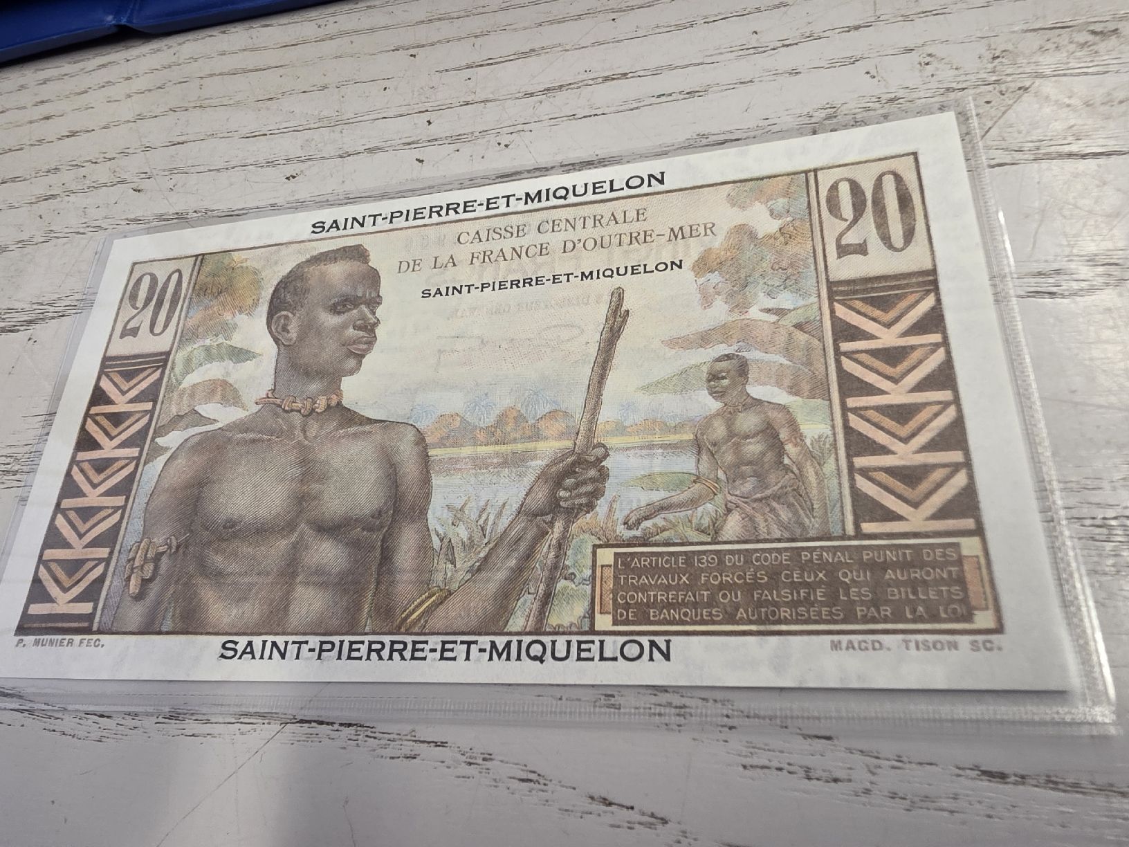 Banconote: 20 Francs Saint-Pierre-et-Miquelon  – Nuovo e nell'imballaggio originale da Herisau venduto da Antiques.AR 1