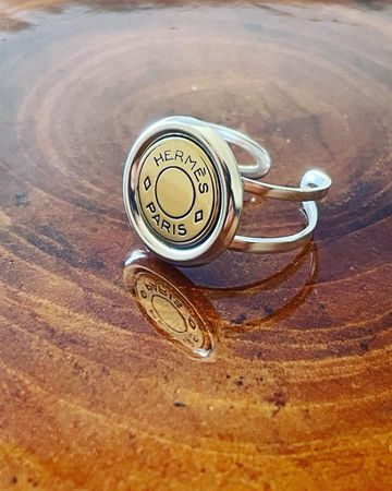 Bague Clou de Selle Hermès en argent massif