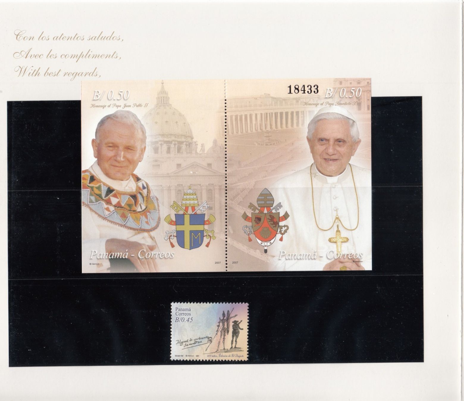 Alle Briefmarken: Panama Post Souvenir Folder 2007 mit Papst-Block – Gebraucht aus Bürglen TG von StampGraf 1