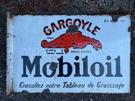 gargoyle mobiloil emailschild, flaggenschild um 1920-30