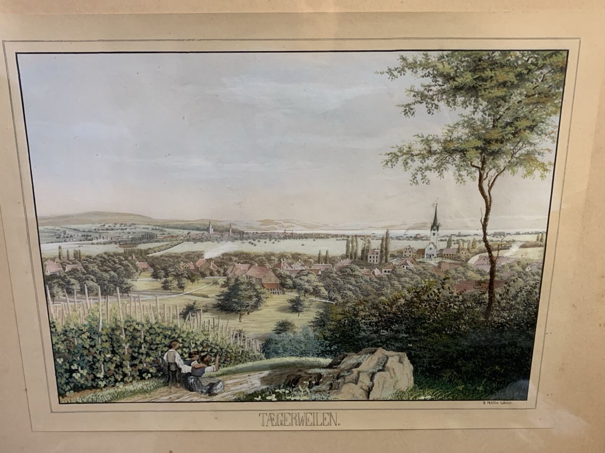 Dipinti: Tägerwilen D. Müller Lehrer Gouache – Usato da Wolfhalden venduto da SecondAntique 1