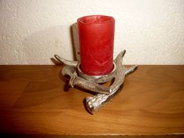 Schöner Hirschgeweih silberner Kerzenhalter für Kerzen D 5cm