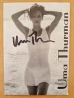 Uma Thurman, Original Autogramm auf Postkarte in s/w
