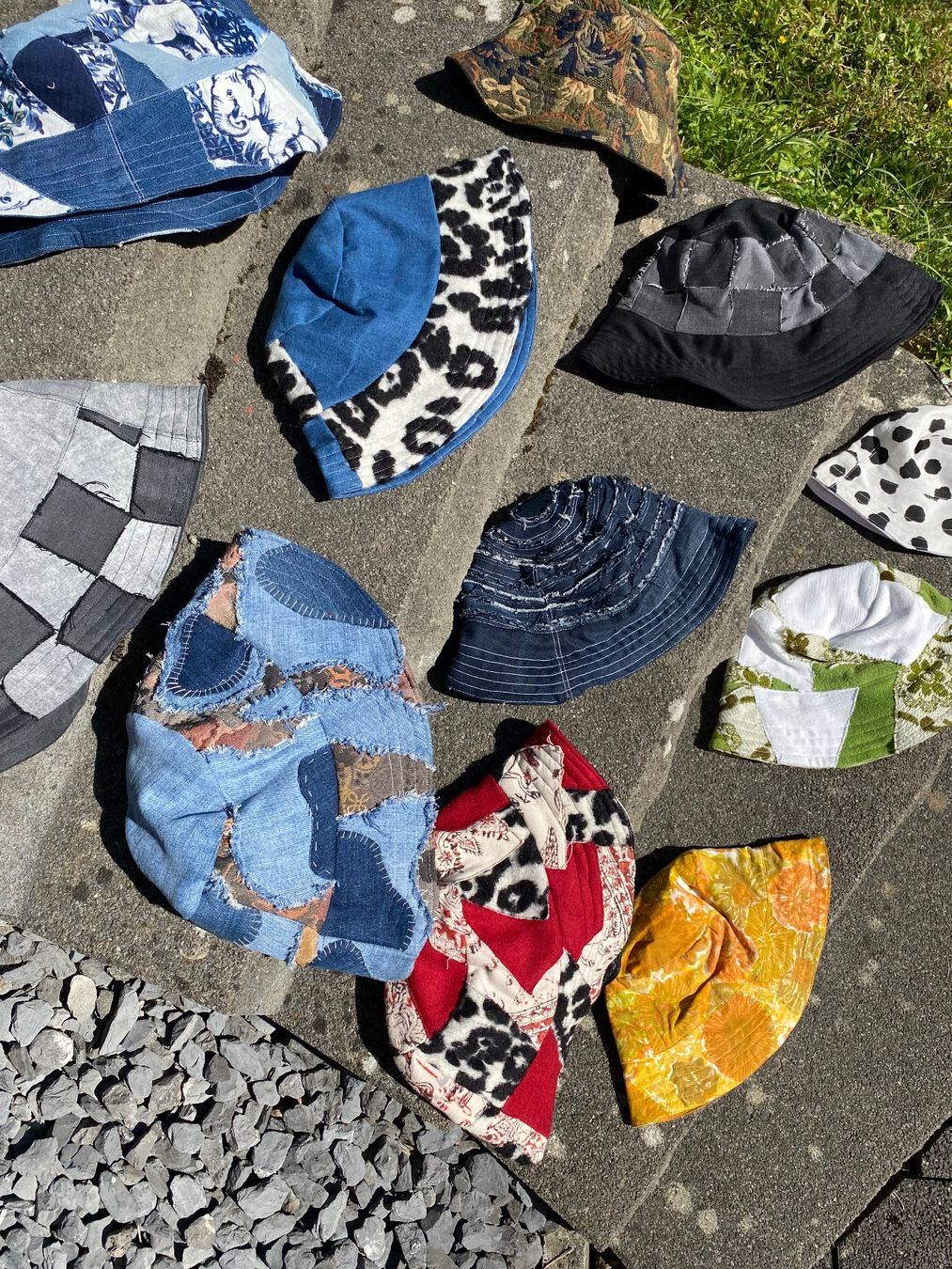 Copricapi, berretti & cappellini: Buckethat, Schachmuster, jeanstoff, Grautöne , Sommerhut – Nuovo e nell'imballaggio originale da lommis venduto da inf_thv8 8