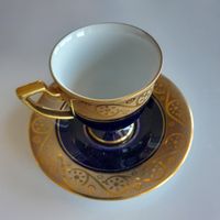Moccatasse Waldershof Bavaria, echt Cobalt & 22 Karat Gold 