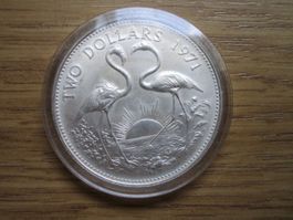 Silbermünze  Two Dollars 1971  Bahama Islands