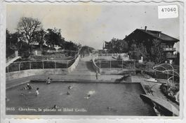 Chexbres - la piscine et Hotel Cecile - animee